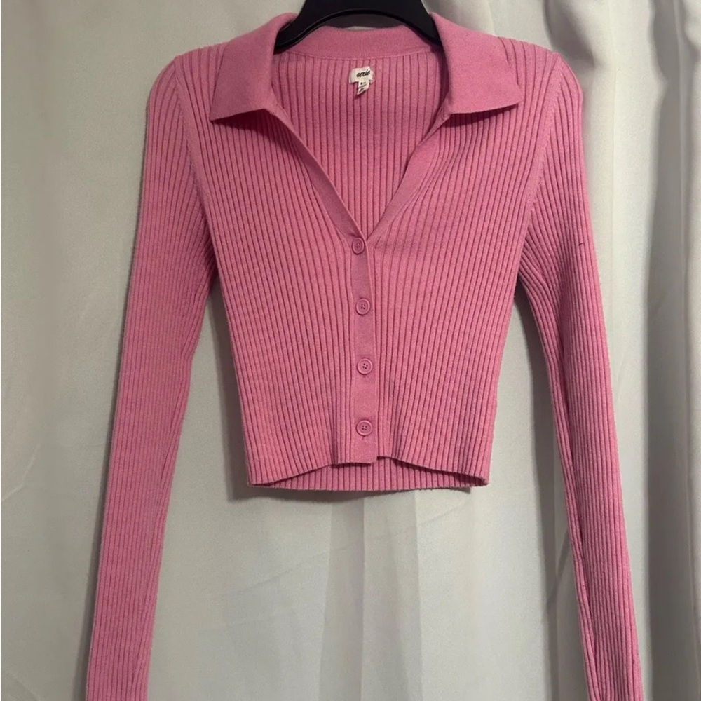 Aerie Pink V-Neck Sweater